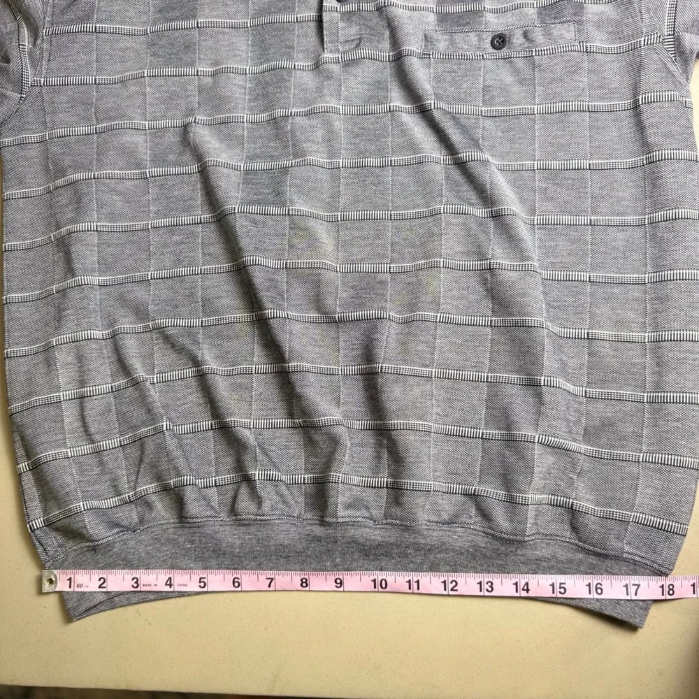 90s Polo Shirt Mens‎ XL Grey Textured Dad style grandpacore Retro preppy vintage